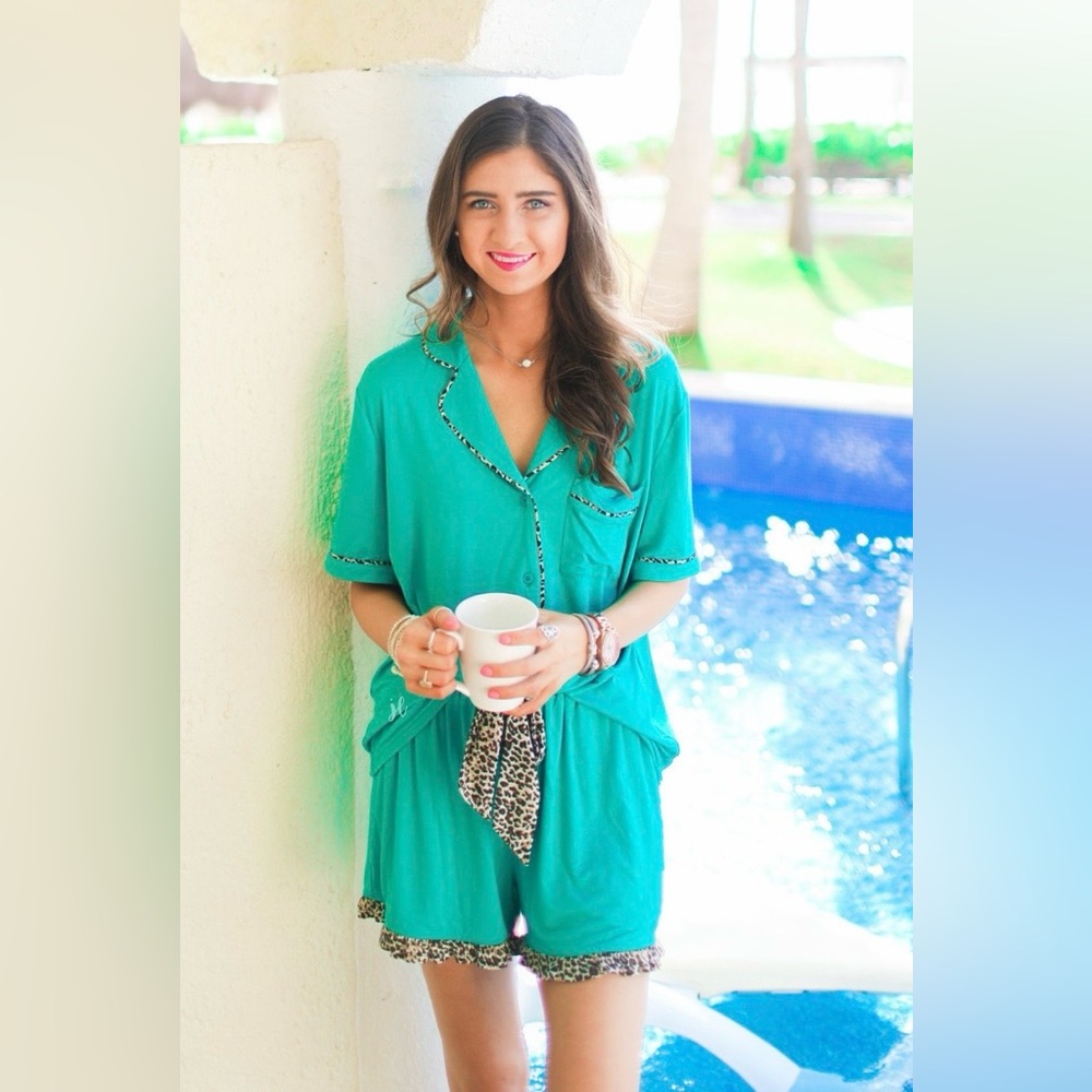 Teal Cheetah Lounge Wear